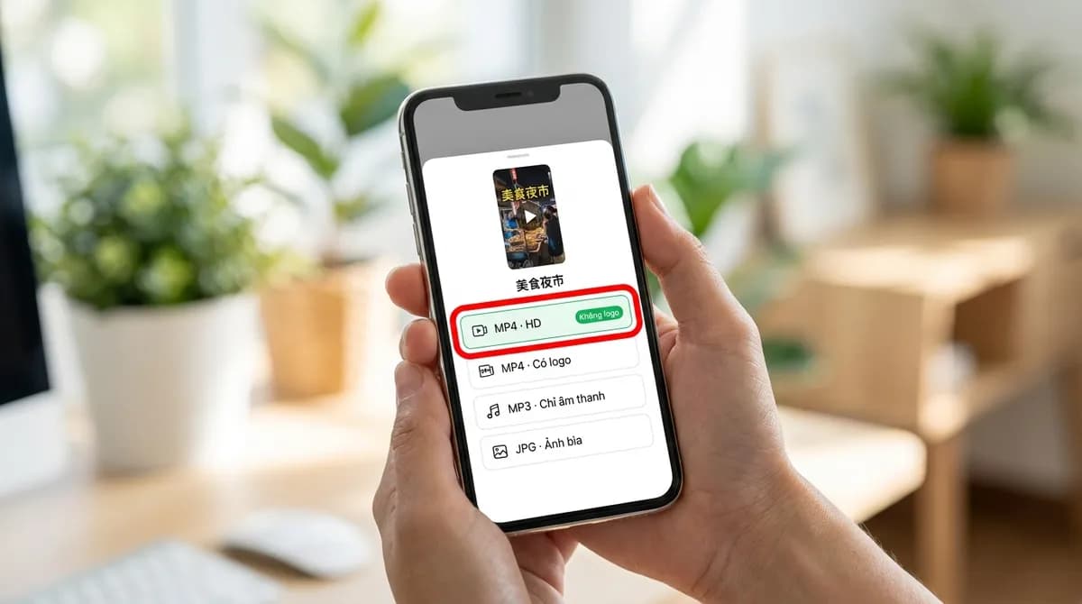 Thẻ kết quả của SnapVidBox cho video Douyin, file MP4 có nhãn Không logo được làm nổi bật